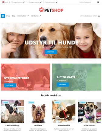 Petshop - Scannet webshop designskabelon